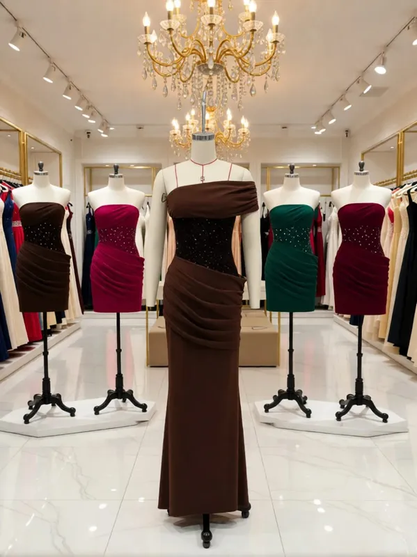 Suninheart – robe de soirée asymétrique épaule dénudée pour femmes, tenue élégante drapée à paillettes, dos Long à lacets, style sirène, Maxi, robe de soirée