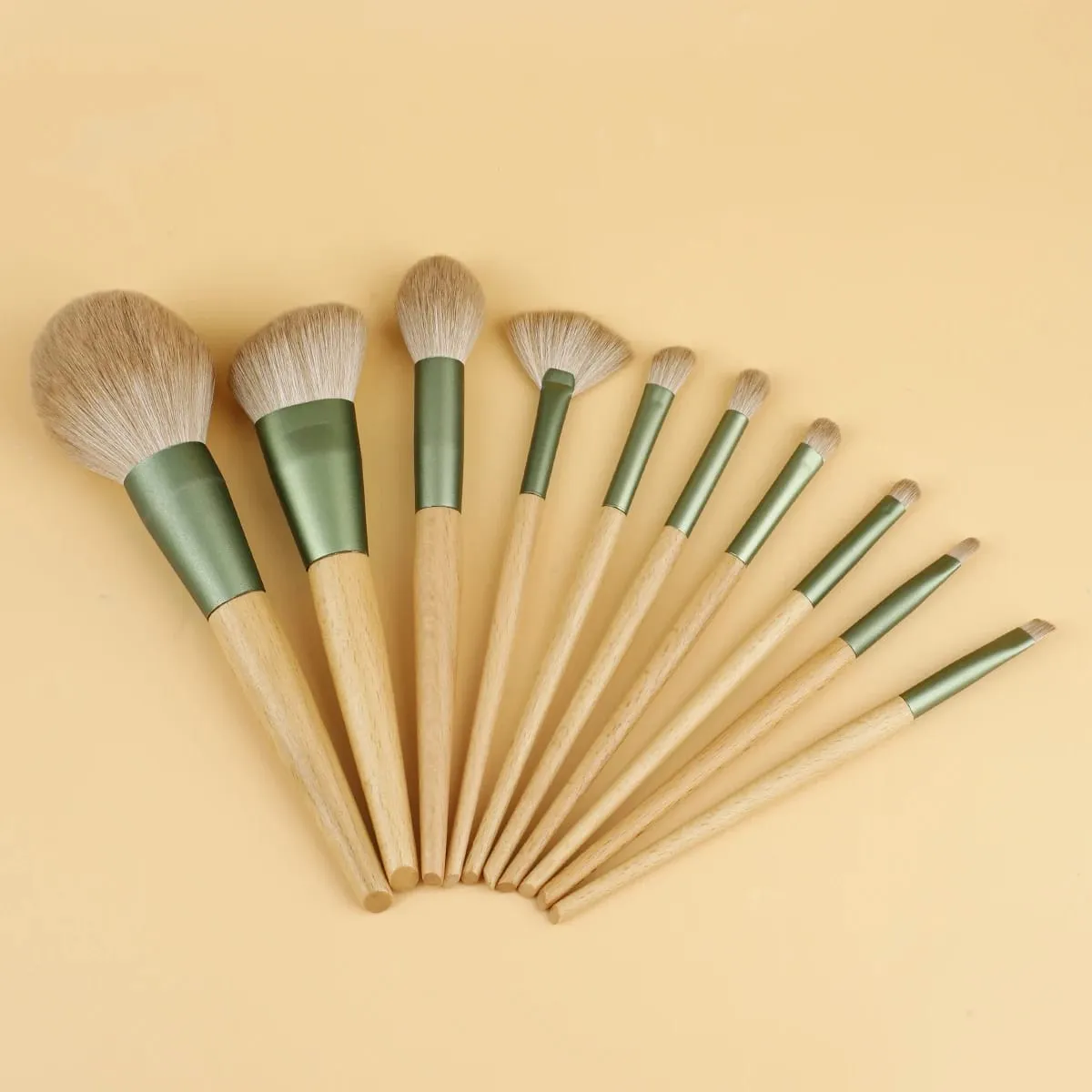 10 Pcs Makeup Brushes Set Contour Brush Nose Brush Eyeshadow Brush Powder Dispersal Brush Pointed Wood Handle Cosmetic Tools — image 5