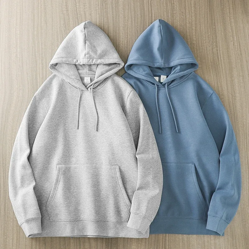 Casual Hooded Shirt for Men Winter Ticken Solid Color Loose Basics Fleece Hoodies Long-Sleeve Sweatshirt Men's Clothing — image 3