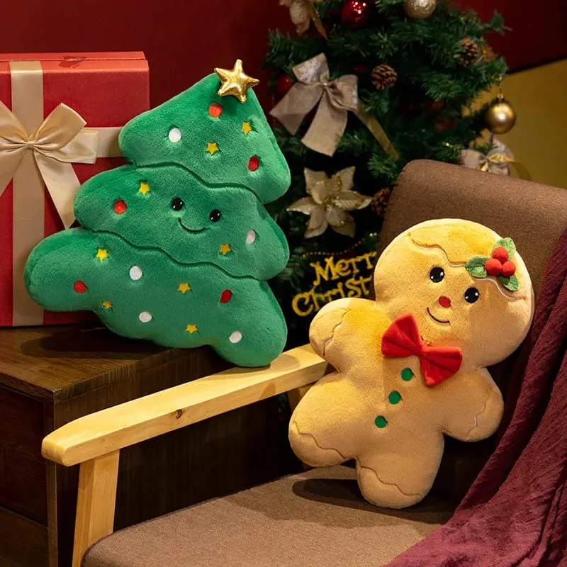 1PC happy Christmas Ginger Bread Snowman Plushie Plush Pillow Stuffed Cabin House Xmas Tree Party Decor Doll — image 5
