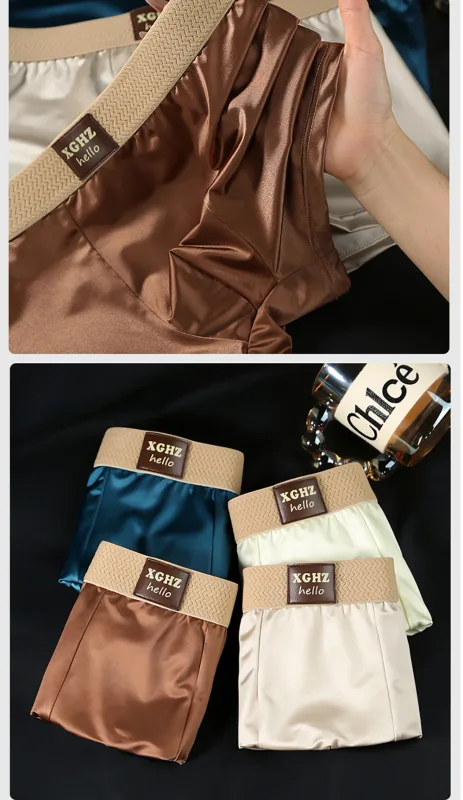 3PCS/Pack Luxury Ice Silk Satin-like Men's Panties Super Soft Boxer Homme Cool Breathable Comfortable Man Underwear Underpants — image 15