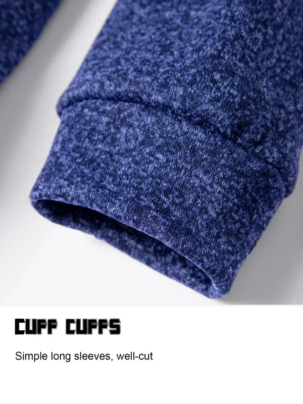 2Pcs Set Men 1/4 Zip Mock Neck Sweatshirt, Fleece Lined Pullover with Ribbed Cuffs Warm Casual Top for Fall Winter Daily Wear
