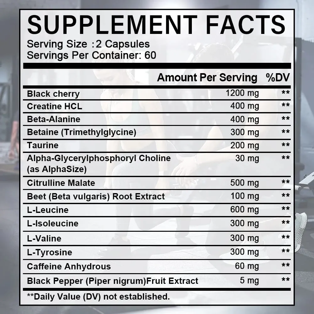 Bunkell Pre-Workout Supplement - Amino Acids Creatine HCI Citrulline Malate Beta-Alanine To Improve Athletic Performance