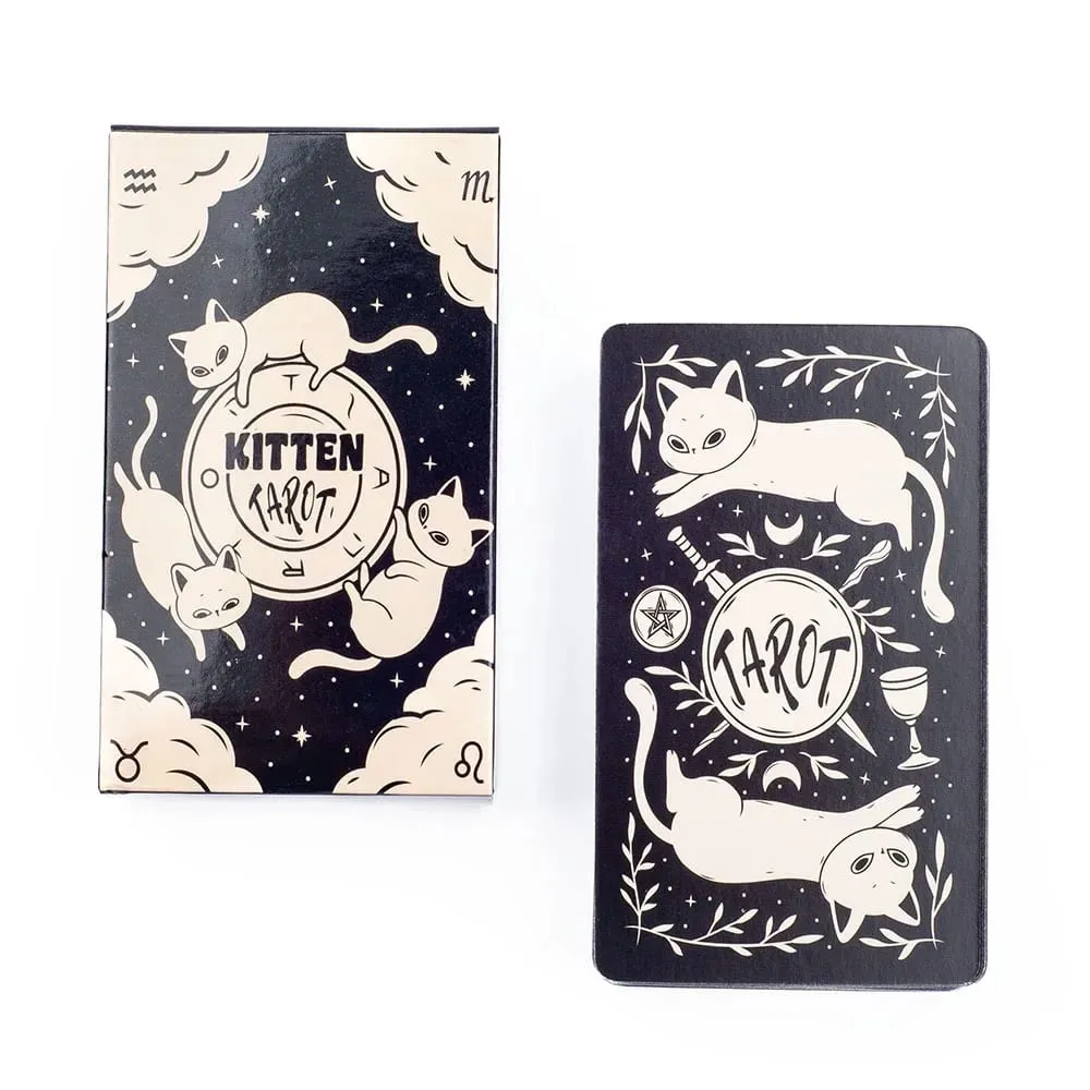 Kitten Tarot Deck 78Pcs Cute Black and White For Beginners Version Mysterious Board Game Fun Fortune telling Kit — image 2