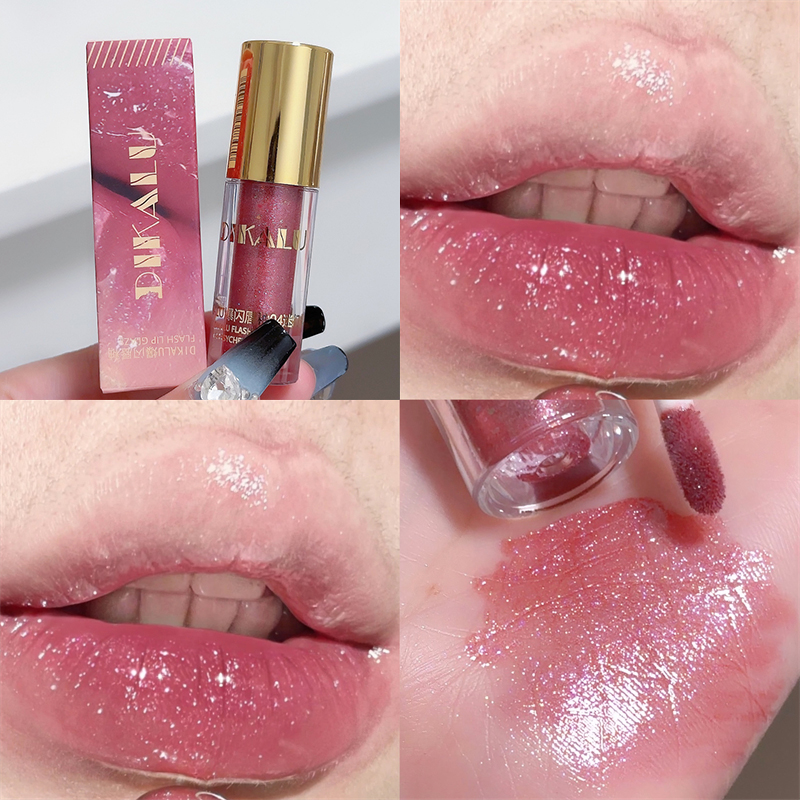 Pearl Diamond Glitter Lip Glaze Long-lasting Moisturizing Plumping Gloss Lip Tint Oil Makeup Mirror Water Light Liquid Lipsticks