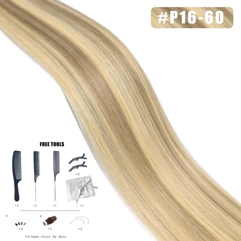 Genius Weft Human Hair Extensions 50G Remy Human Hair Invisible Brazilian Hair Extensions Hair Bundles — image 8