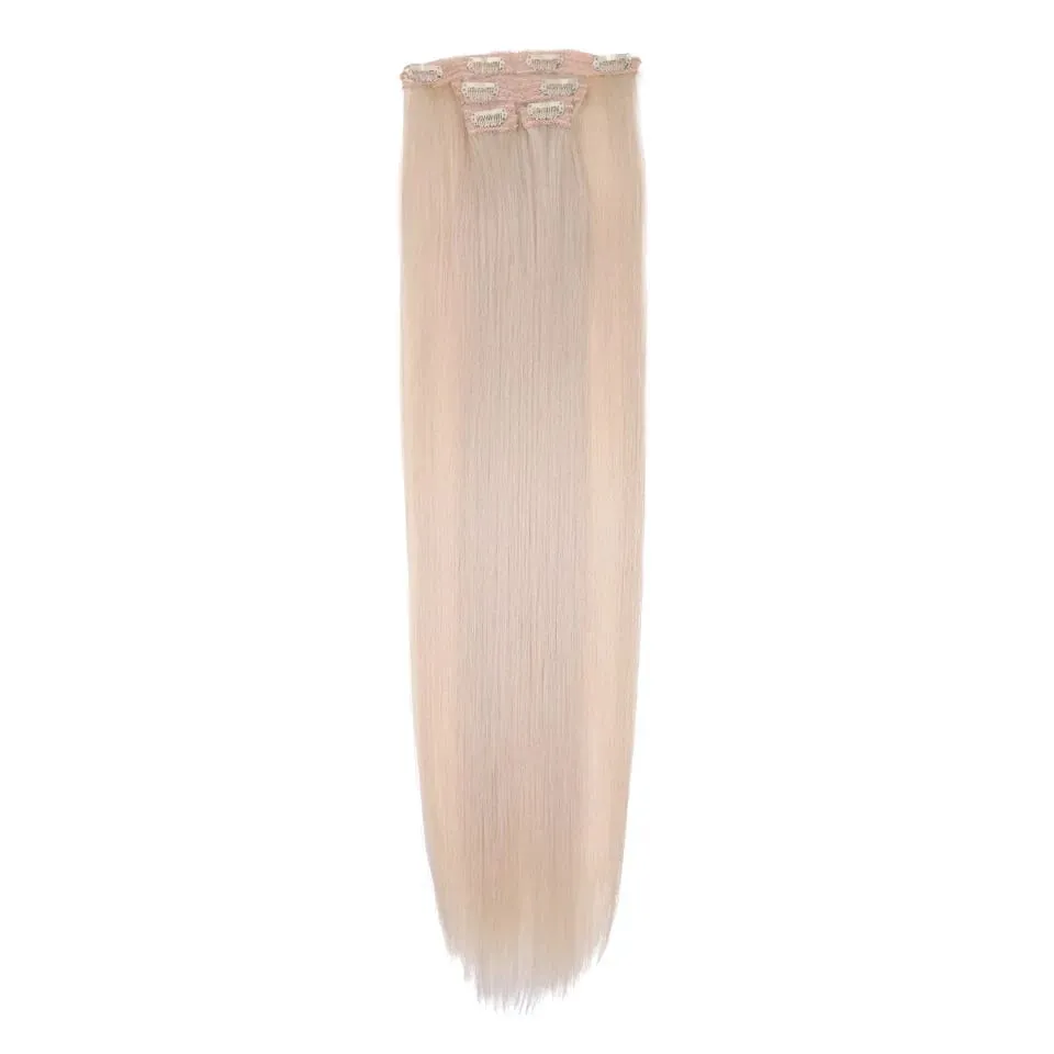 Long Straight Hairstyle 8 Clips In Hair Extensions Blonde 60CM Natural Synthetic Hair Daily Use Hairpiece Fake Hair — image 20