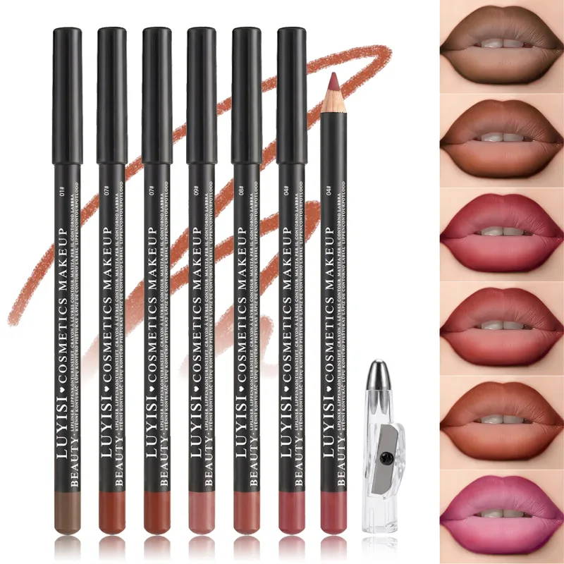 Professional Lip Liner Set with Sharpener 2pcs Waterproof Lip Pencils+1pc Sharpener Long-Wearing Transfer-Proof Velvet Matte — image 5