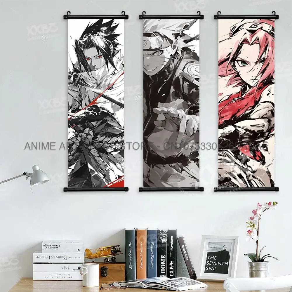 Anime Naruto Hanging Painting Hatake Kakashi Wall Art Scrolls Picture Uchiha Sasuke Home Decor Canvas Poster Haruno Sakura Mural — image 3