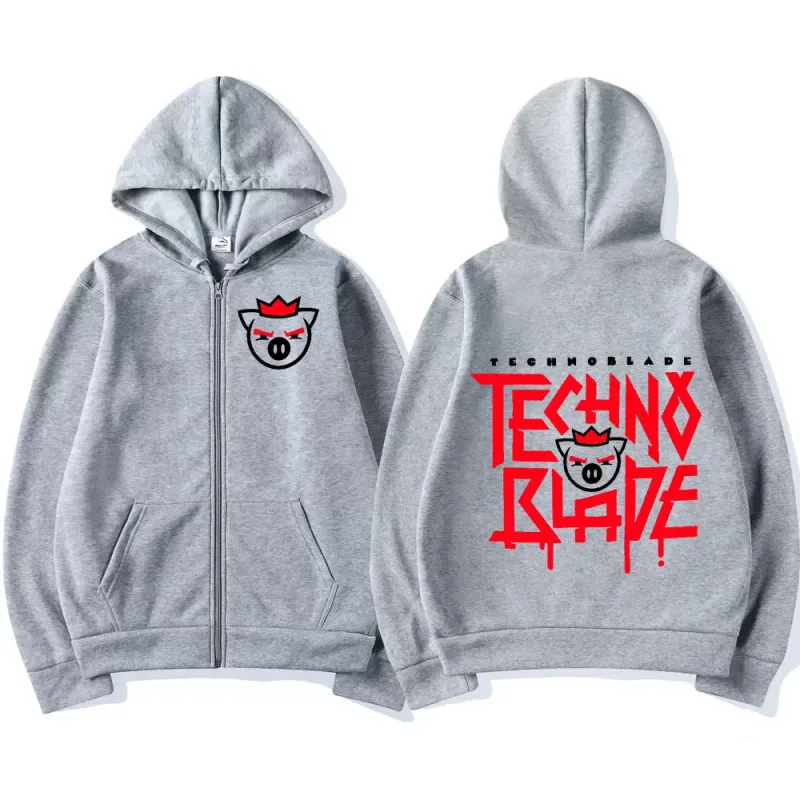 Technoblade Merch Print Zipper Hoodies Sweatshirts Harajuku Men Women Hip Hop Streetwear Casual Loose Hoodies Fashion Pullovers — image 5