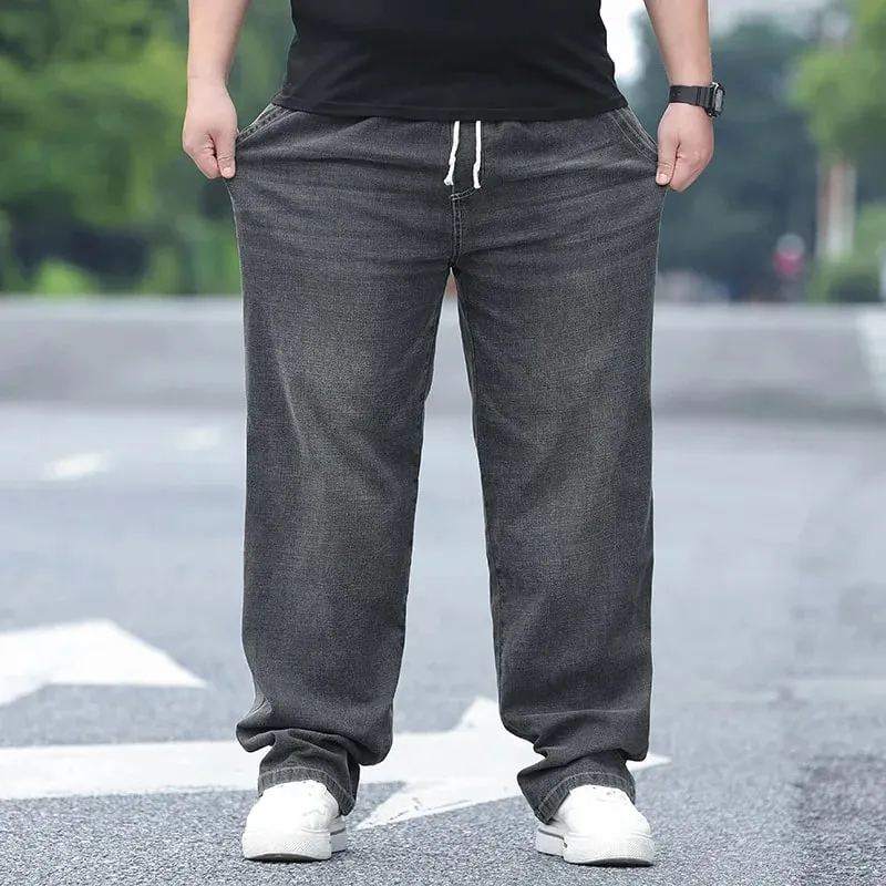 8XL Oversized Jeans For Men Elastic Waist Loose Fit Comfortable Denim Pants Plus Size 150KG Casual Streetwear Trousers New — image 3