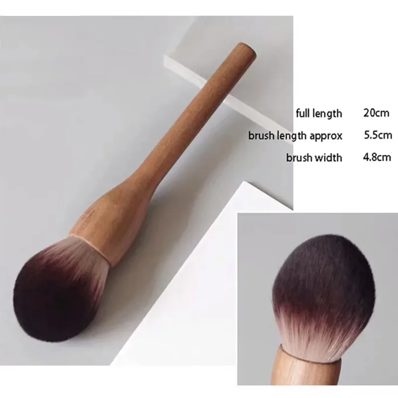 New Retro Wood Handle Makeup Brushes Super Soft Walnut Loose Powder Blush Foundation Contour Brush Cosmetic Makeup Tools — image 9