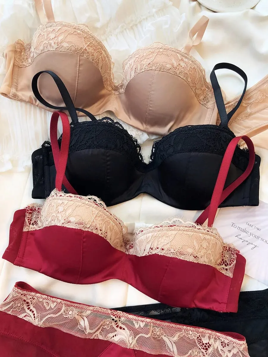 Luxury Lingerie Set for Women Lace Sexy 1/2 Thin Cup Push Up Bra Summer Seamless Comfort Intimates Underwear and Panties Sets — image 6