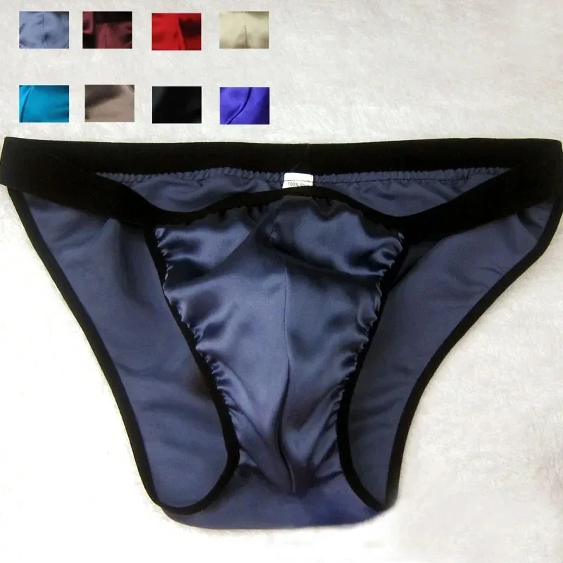 100% Mulberry Silk Men Briefs Bikini Design T-Shaped Panties Half T-Back