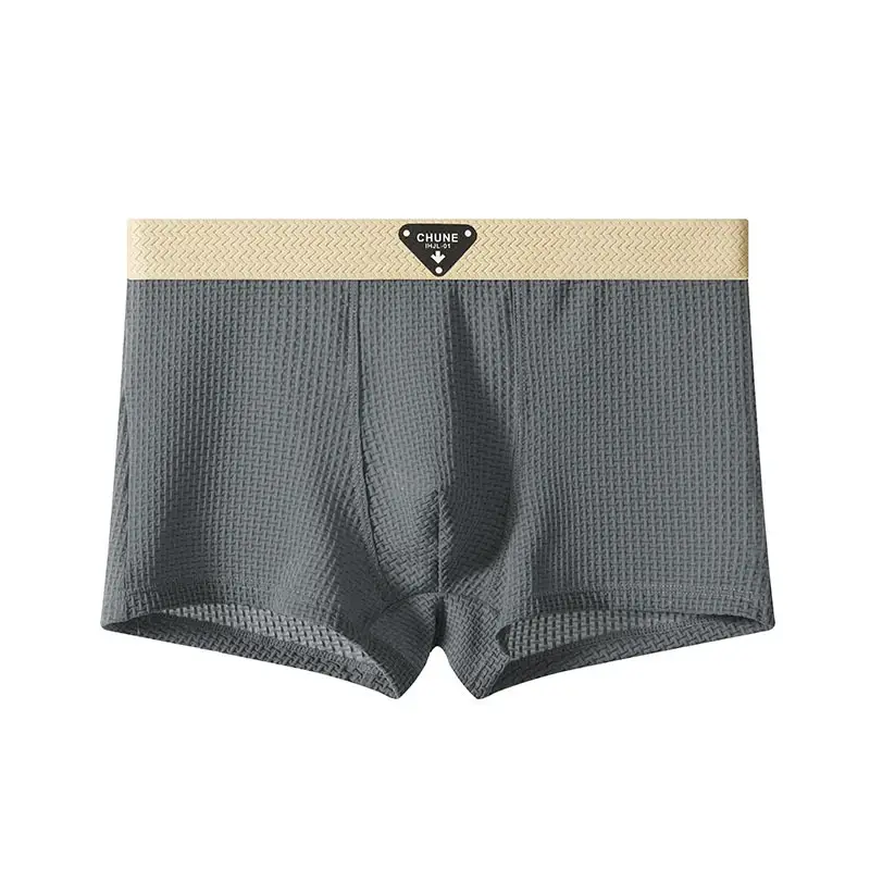New boxers hombre Ice silk plus size calzoncillos hombre waffle grid lencerias sexy tоy mens boxer breathable underwear for man — image 7