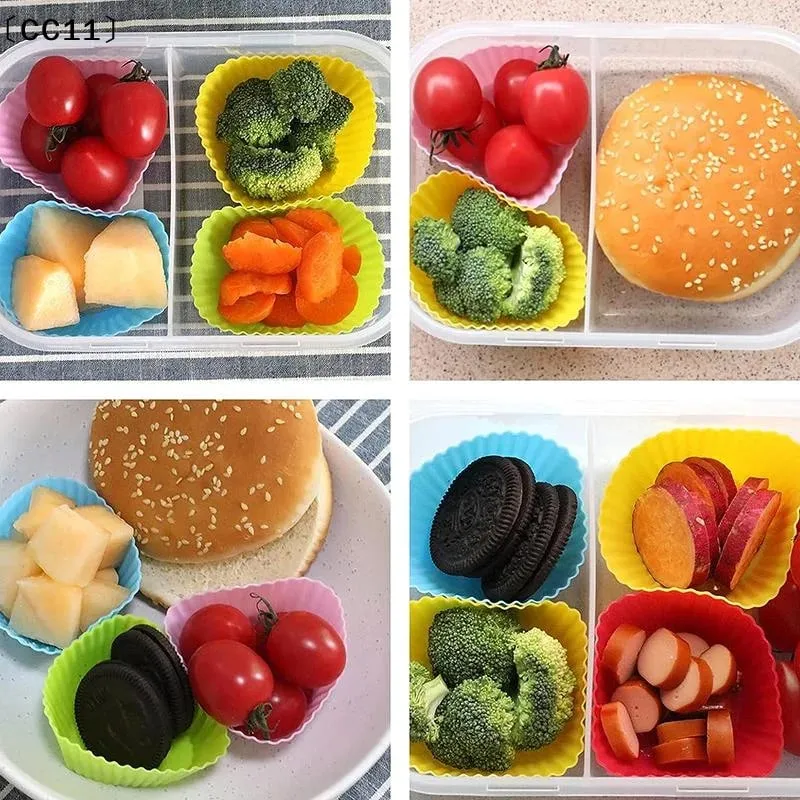 12/24Pcs Silicone Lunch Box Dividers Bento Lunch Box Dividers Lunch Dividers Dish Cups Salad Dressing For Kid Lunch Access〔CC11〕