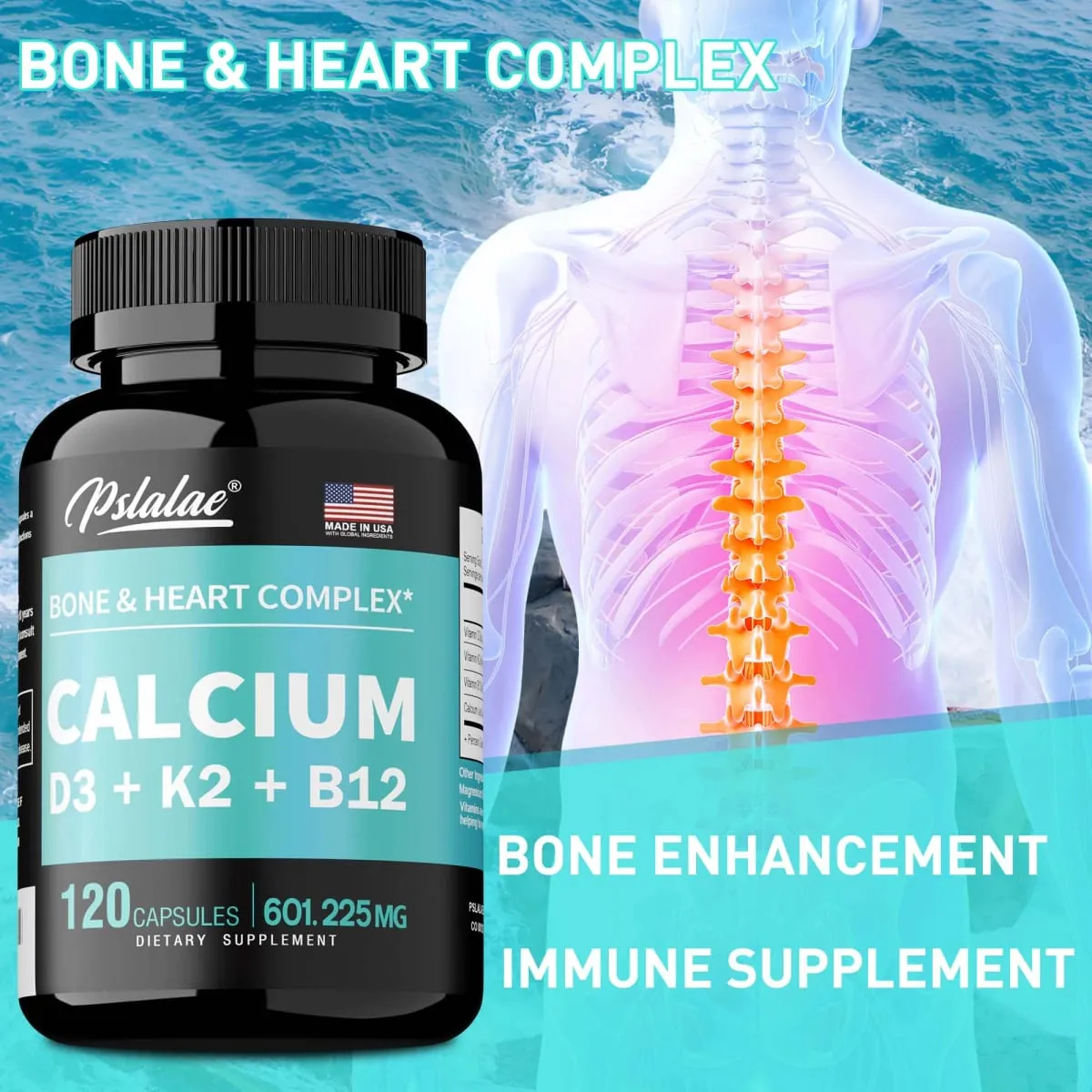 Calcium Supplement with Vitamin D3 K2 B12 - Supports Bone Health Relieves Bloating Immune System Improves Absorption — image 2