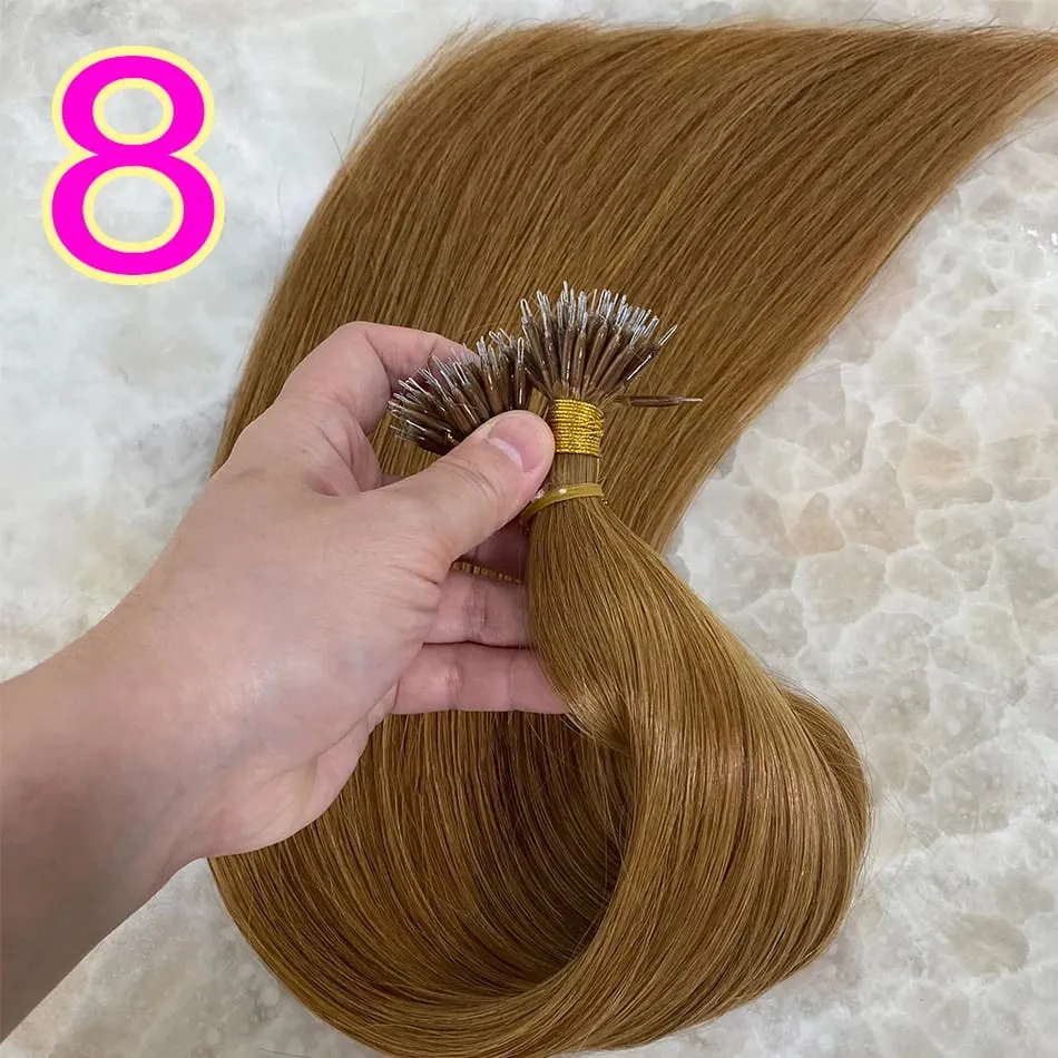 Micro Ring Hair Extension Ombre 100% Virgin Human Hair Extensions Nano Ring Micro Beads Tip Thick Full Head 18"-30"extensiónes — image 11