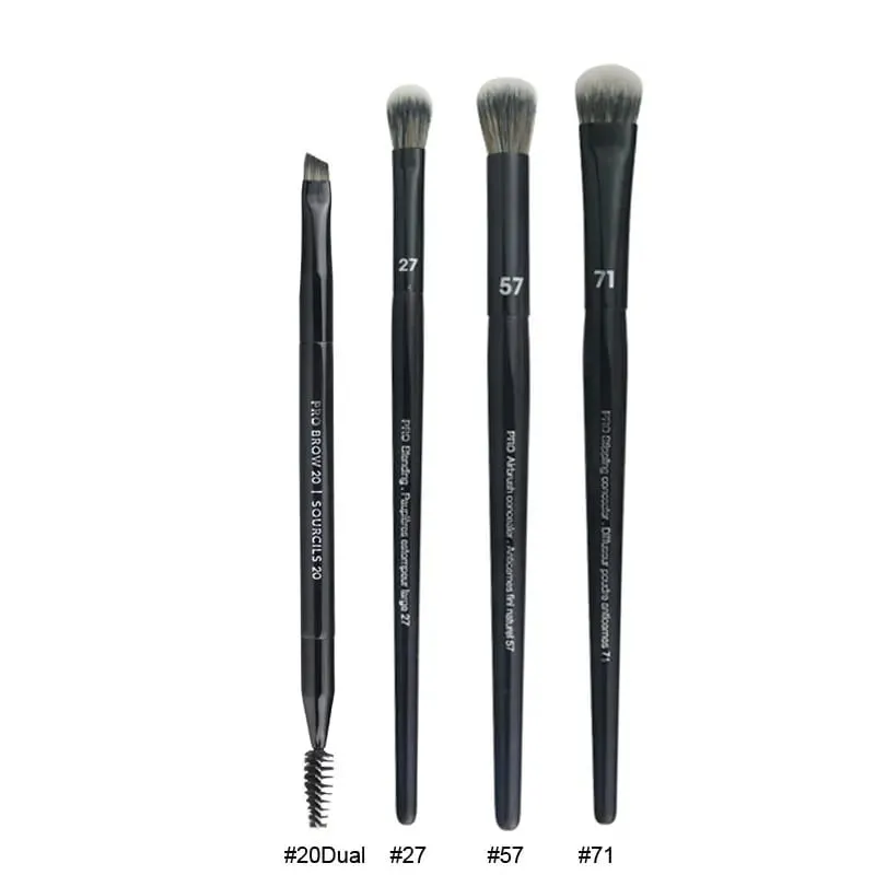 4pcs/set Pro Black Eye Shadow Makeup Brushes Lip Brow Precision Concealer Blending Synthetic hair Smudge Highlight Make Up Brush — image 4