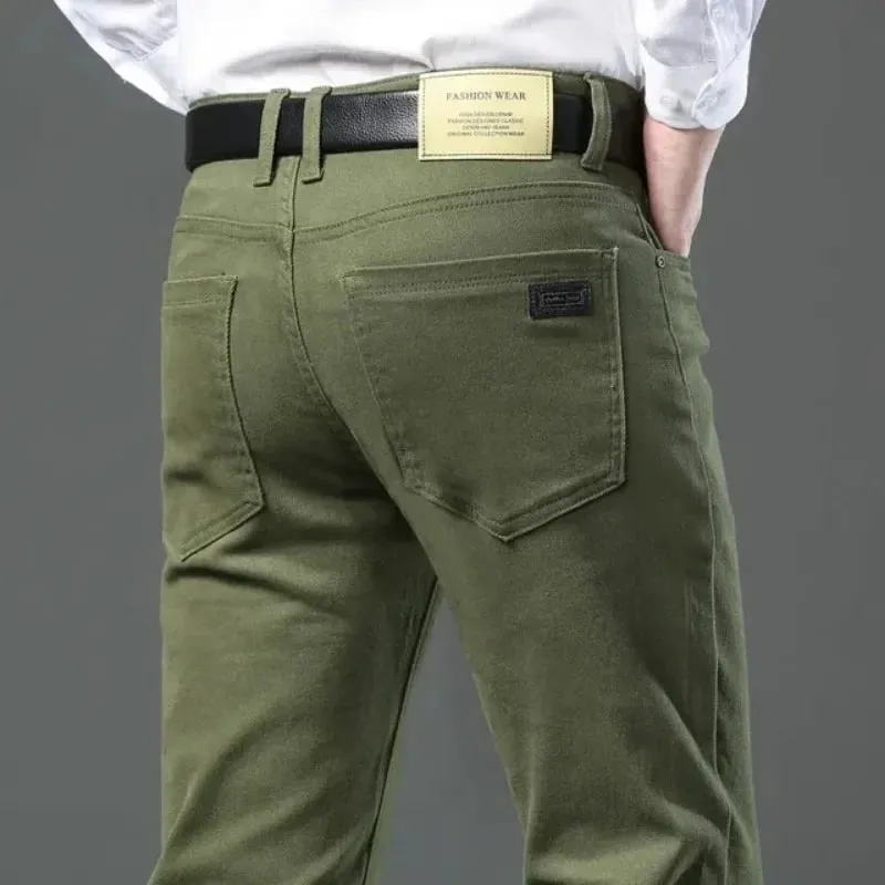 Classic Style 3 Colors Autumn Men's Slim Brown Jeans High Quality Business Casual High Stretch Denim Pants Male Brand Trousers — image 6