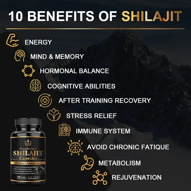 Himalaya Shilajit Capsule Original High in Trace Minerals& Fulvic Acid for Energy Muscle Strength&Immunity Endurance for Adult