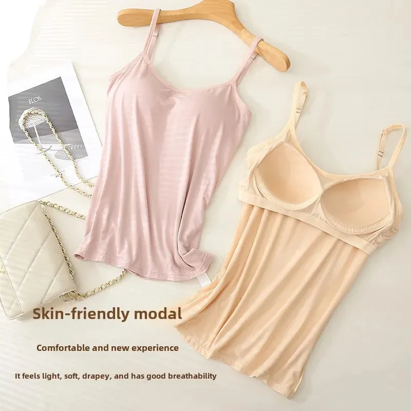 Sexy Women Tops Solid Padded Bra Spaghetti Camisole Top Women Vest Women Camisole with Built in Bra Cami Top Vest Tank Top 2026 — image 4