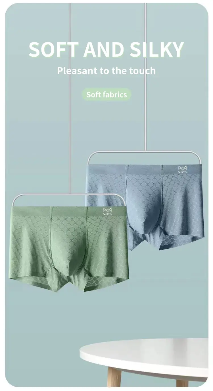 MiiOW 4Pcs Breathable Mesh Men Underwear Boxers Men's Panties 3A Antibacterial Men Underpants Soft Dry Seamless Man Boxer Briefs — image 8