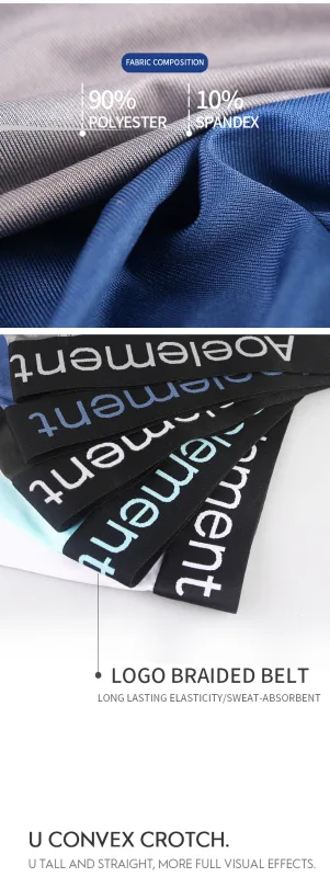 Men's underwear triangle shorts ice silk fashion breathable sexy thin U convex bottom pants youth low waist triangle shorts head