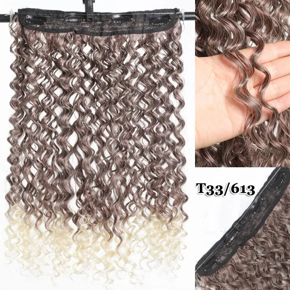 Synthetic 16Inch Water Wave Hair Extension Piece Adjustable Fluffy Curl BB Clip Fishing Line Hair Extension Women's Daily Party — image 10