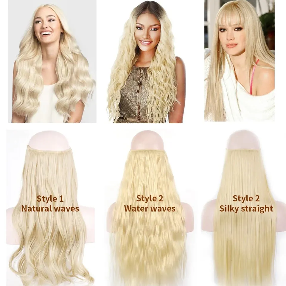 Synthetic Long Straight Invisible Wire No Clips In Hair Extensions Fake Hair Pieces Secret Fish Line Hairpieces For Women — image 6