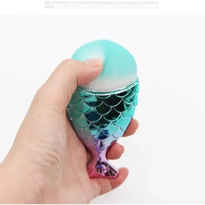 Soft Colorful Fish Tail Shape Makeup Brush Mermaid Face Blush Powder Brush Multi-Function Nail Brush Cosmetic Brushes Tool — image 1