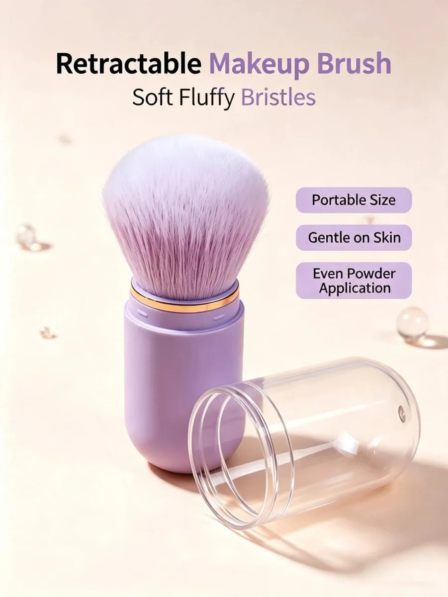 Jednodílný zasouvací štětec na make-up s mini kapslí Multifunkční cestovní štětec na make-up s ochranným uzávěrem Přenosný nástroj na make-up vhodný pro konturování tvářenek s korektorem na cestách a jako dárek — image 3