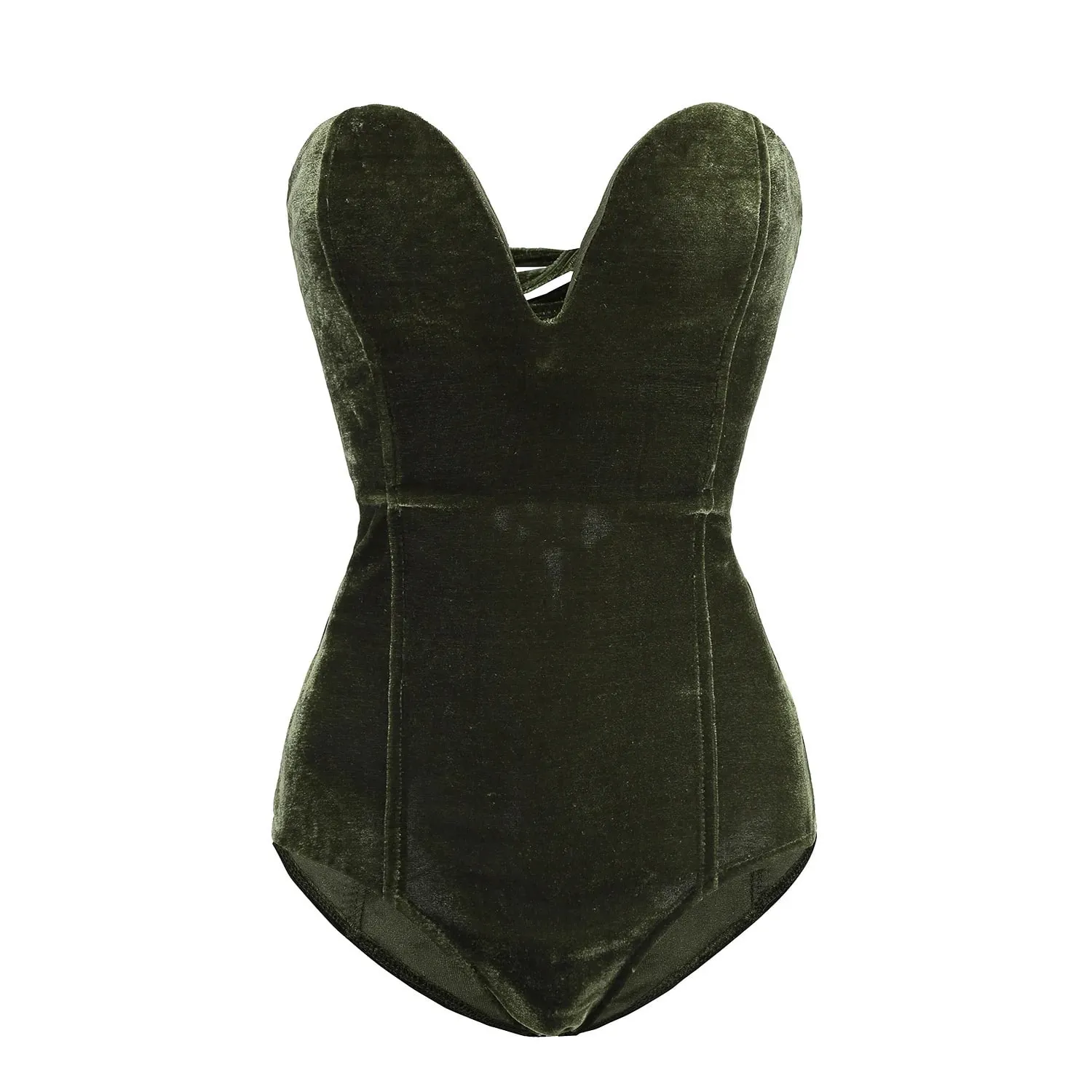 CM.YAYA Vintage Women Velvet Strapless Sleeveless Bodycon Bodysuits 2025 Spring Basic Sexy Party Evening Club Tops One Piece — image 14