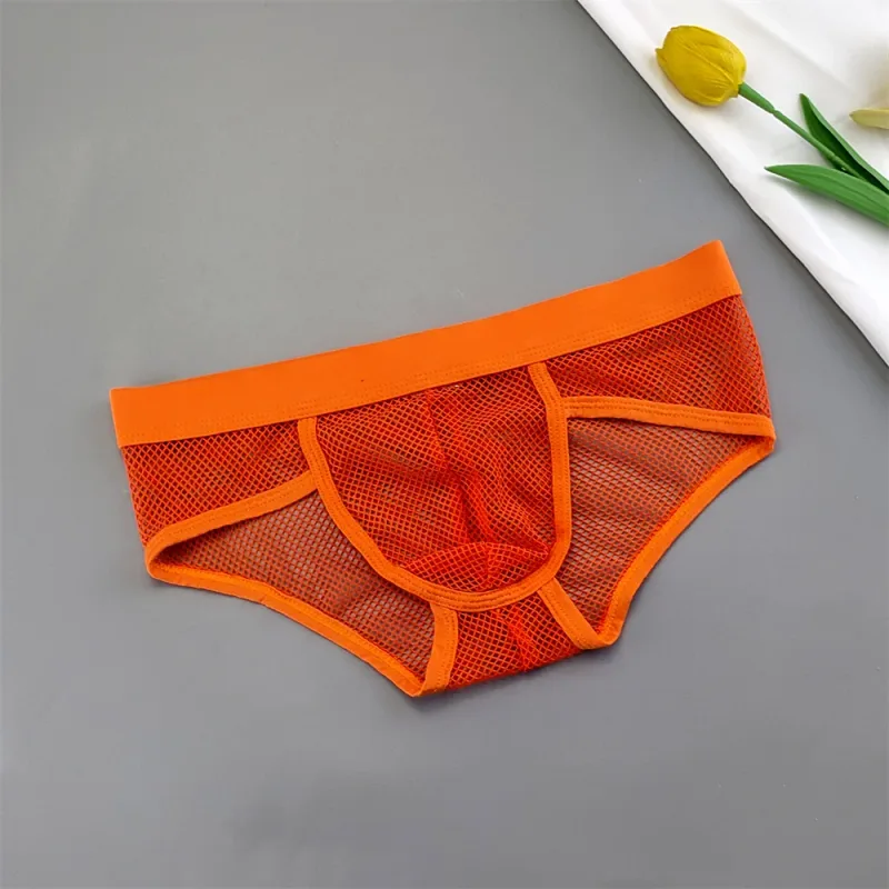 Hollow Out Fishnet Men's U Convex Briefs Breathable Mesh Low Waist Fully Transparent Underwear Perspective Lingerie — image 14