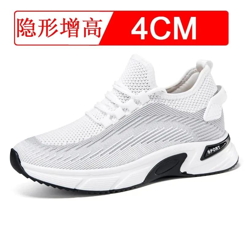 Invisible heightening shoes for men 8cm. Breathable mesh fabric sports shoes heightening inside for men's shoes size 6.