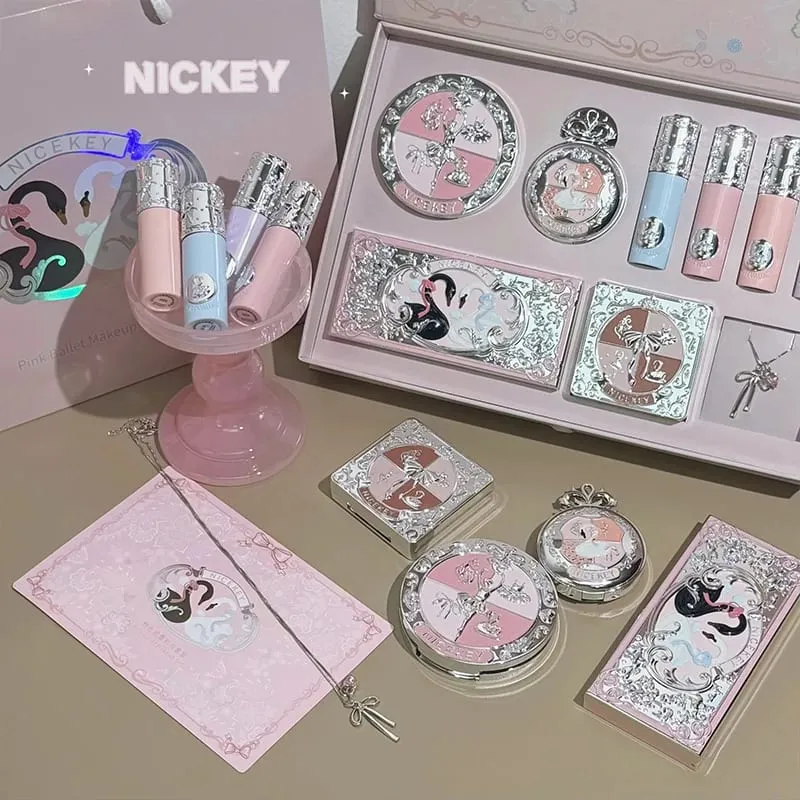 Face Makeup Sets Include 4 Lipgloss 1 Blush 1 Pressed Powder 1 Eyesshadow Palette 1 Contour Palette With Necklace Gift