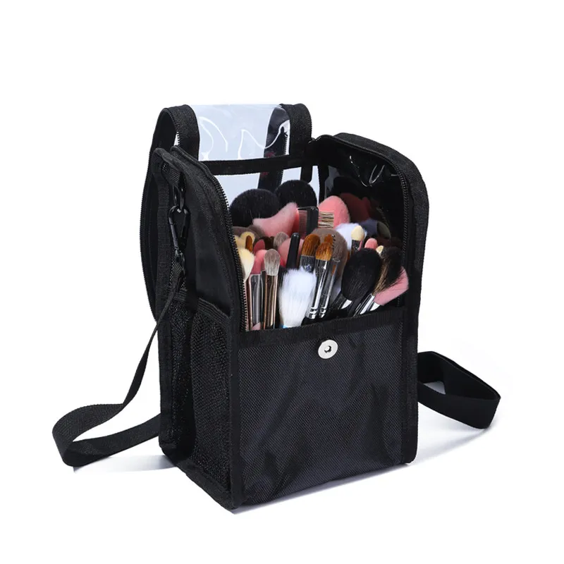 Makeup Brush Case Organizer Makeup Brushes Holder Stand-up Artist Cosmetic Storage Bag with Strap Dust-proof Makeup Tools Case — image 3
