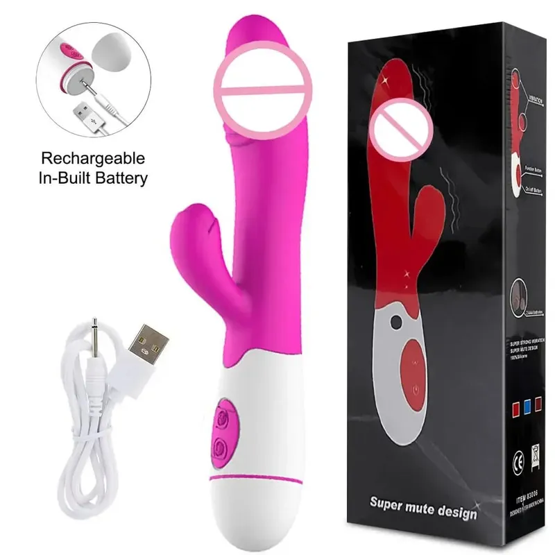 30 Kelajuan Boleh Dicas semula Silikon Pegang Tangan Dewasa Kelentit Kelentit Kelentit Kelentit Mainan Seks G Spot Dwi Motor Arnab Vibrator untuk Wanita Wanita — image 10