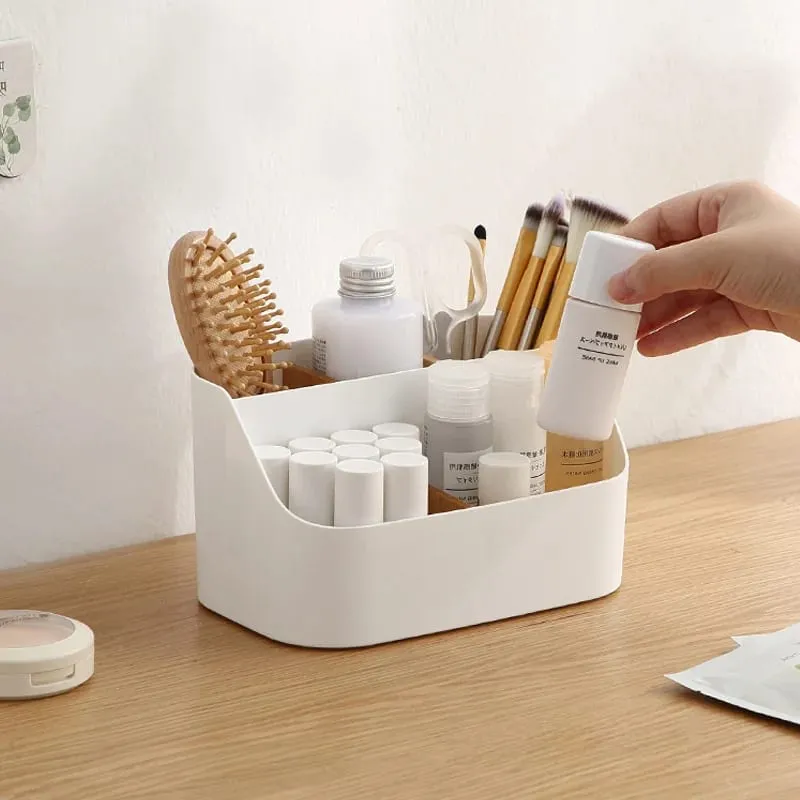 Desktop Storage Box Makeup Brushes Holder With Detachable Divider Comestic Tools Lipstick Beauty Tools Stationery Storage Box — image 1