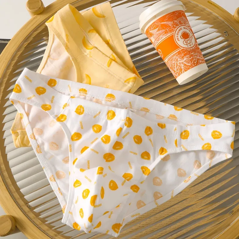 Dreierpack süße und personalisierte Herren-Slips aus bequemer, hautfreundlicher Baumwolle mit Fruchtdruck, atmungsaktive, niedrig sitzende Freizeitunterwäsche für junge Männer — image 5