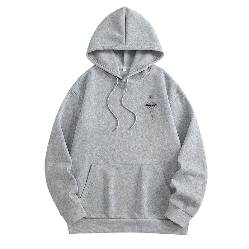 Vintage Compass Print Hoodies for Men High Quality Hooded Long Sleeve Pullover All Season Daily Casual Sports Tops Men's Clothes — image 14