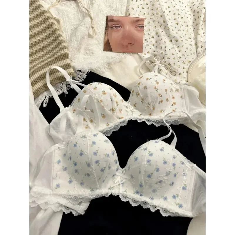 Sexy Floral Bralette For Small Chest Wireless Push Up Bra Anti Sagging Adjustable Comfort Lingerie Teens Girls Underwear — image 5