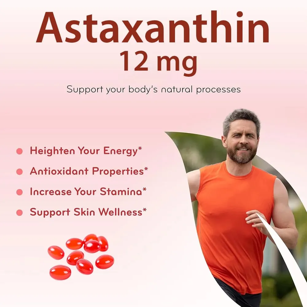 Astaxanthin-Kapseln 12 mg fördern die Herz-Kreislauf-Gesundheit und beschleunigen den Stoffwechsel, unterstützen die Gesundheit von Augen, Gelenken und Haut — image 4