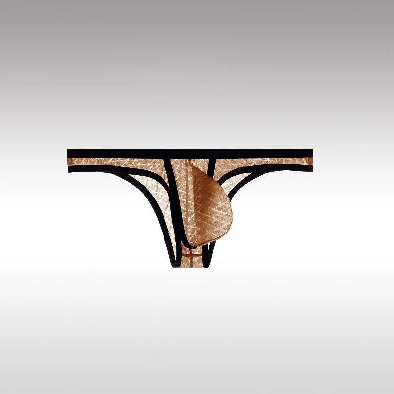 Men's Underwear Sexy Low Waisted Comfortable Triangle Pants Ice Silk Mesh Transparent Briefs