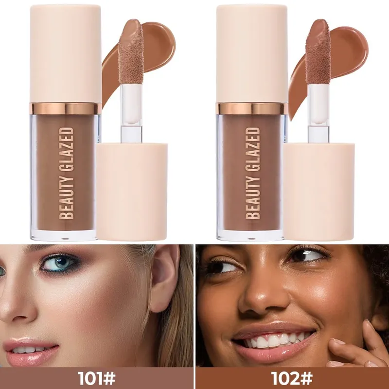 3pcs Face Makeup Set Liquid Foundation+Primer+ Liquid Contour Natural Weightless Long-wearing Smudgeproof Bronzer