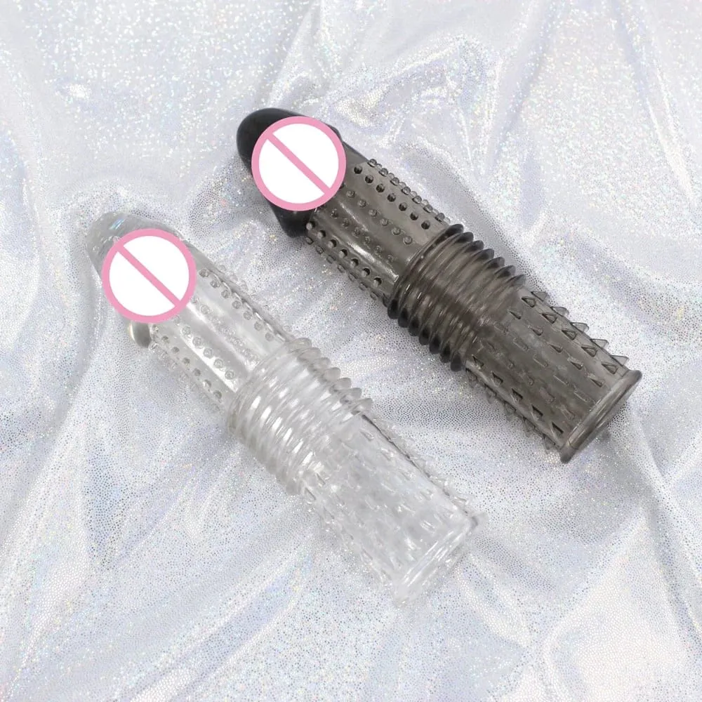Reusable Penis Extender Enlargement Condom Penis Sleeve Extension Delay Ejaculation Anal Sex Toys For Men No Vibrator For Women — image 3