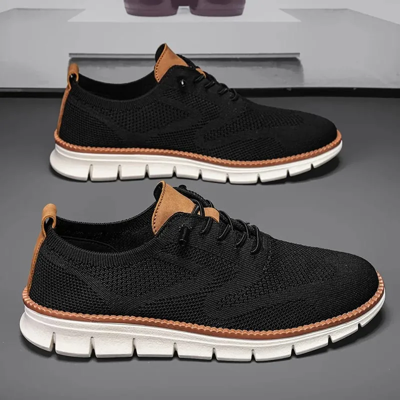 Sneakers Kasual Bertali Jala Lelaki Kasut Berjalan Ringan Bertali Fleksibel Tidak Licin Lembut Bernafas Saiz Besar Kasut Luar Lelaki — image 8