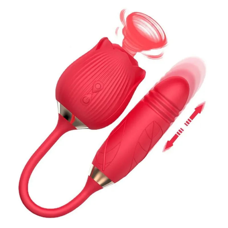 Rose-Licking Vibrator for Women Nipple Clitoral Stimulator Massager Thrusting Dildo 2 in 1 Sex Toy for Women Adult Sex Products — image 8