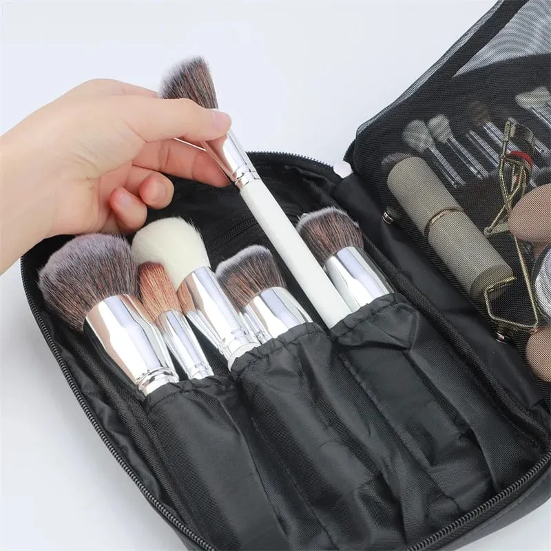 Makeup Brush Storage Bag Cosmetic Makeup Tools Handbag Large Capacity Makeup Brushes Storage Bags Comestic Tools Zipper Pouch — image 5