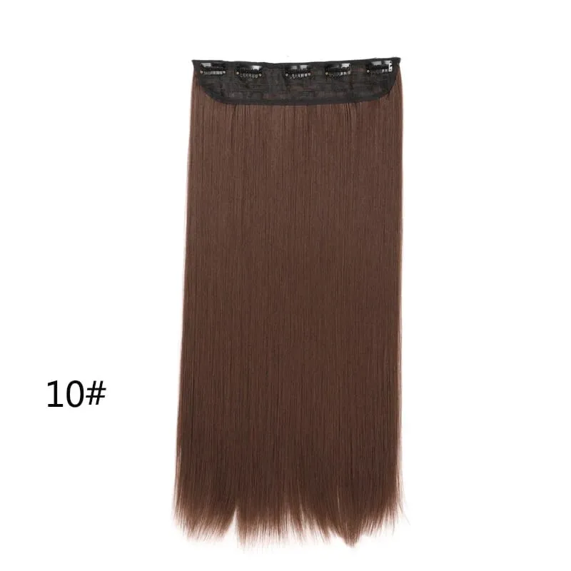 Synthetic 5-Clip One Piece Invisible Hair Extensions Long Straight 24Inch Heat Resistant Hairpiece for Women — image 14